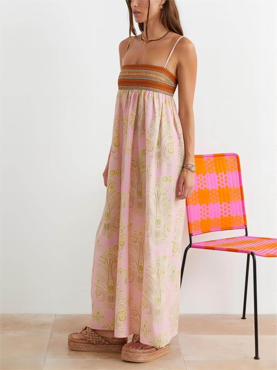 Bosnian Folk Floral Thin Strap Midi Dress - Image 3