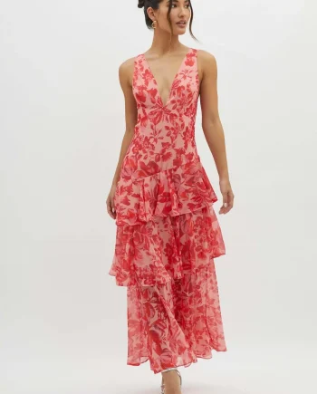 Strappy Back Ruffle Midi Dress