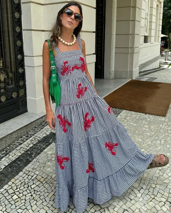 Lobster Check Maxi Dress