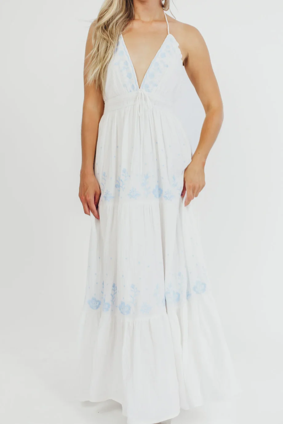 Lena Embroidered Maxi Dress (Off-White) - Image 6