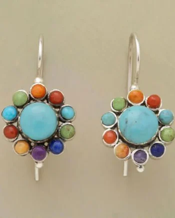 Multicoloured Turquoise Round Earrings