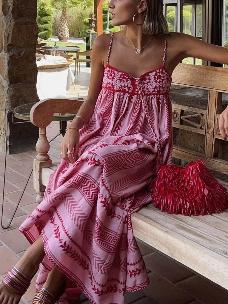 Ethnic Style Crochet Patchwork Knitted Slip Maxi Dress - Image 3