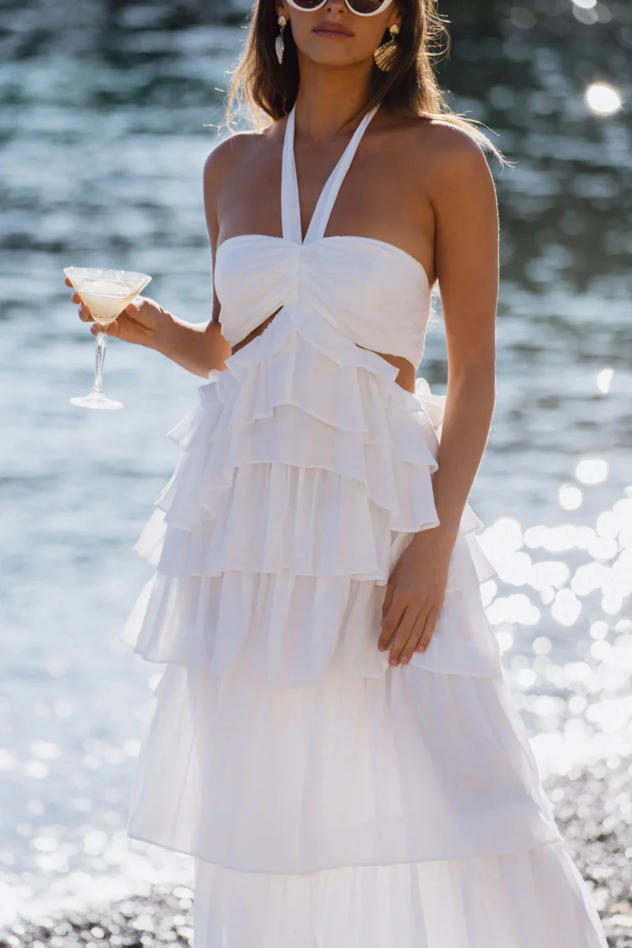 Chateau White Ruffle Maxi Dress - Image 4