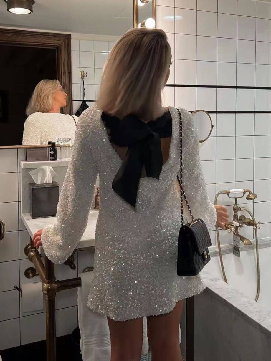 Sequined Tie-back Dress - Image 3
